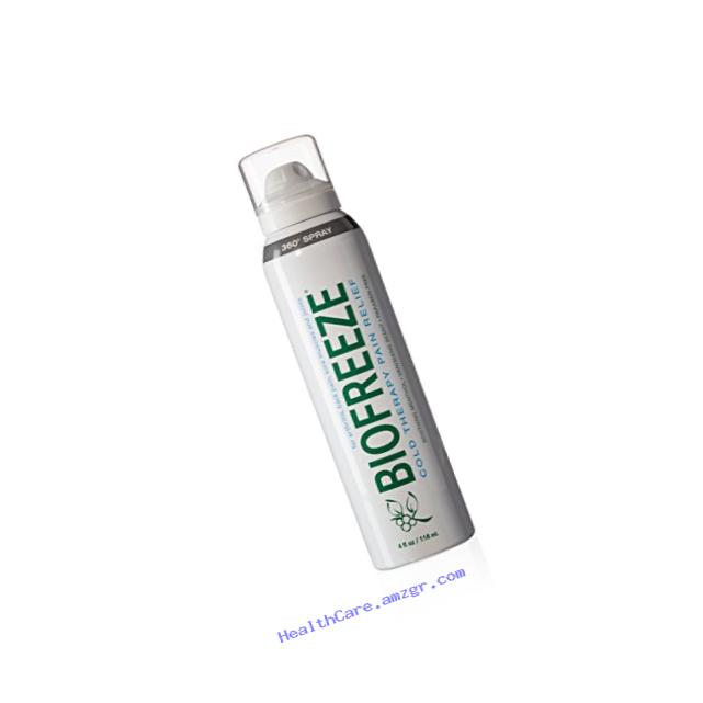 Biofreeze Pain Relief 360 Spray for Muscle Pain, 4 oz. Topical Analgesic with Colorless Formula, Cooling Pain Reliever Great for Joint Pain, Soreness, and Arthritis, Works Similar to Ice Pack