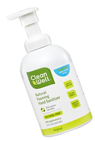 CleanWell Natural Foaming Hand Sanitizer - Original Scent, 8 Ounce (Pack of 3)