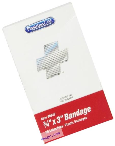 PhysiciansCare Plastic Bandages, Xpress First Aid Refill, Box of 50, 3/4