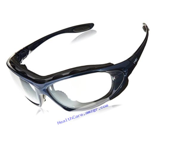 Uvex S0620X Seismic Safety Eyewear, Metallic Blue Frame, Clear Uvextra Anti-Fog Lens/Headband