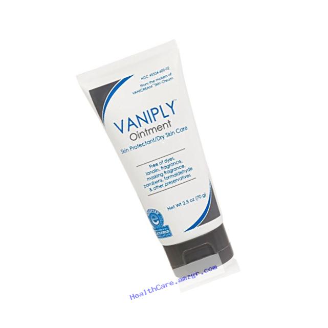 Vaniply Ointment Tube - skin protectant - gently soothes dry, irritated, itchy skin and chaffing - dermatologist tested - preservative free - 2.5 ounce