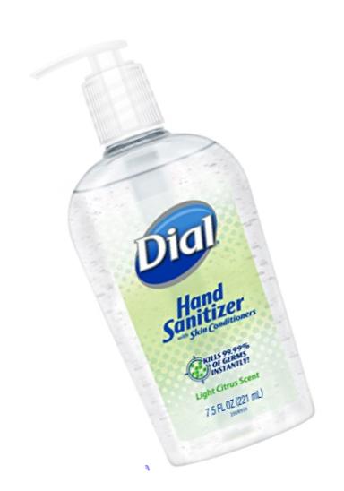 Dial Hand Sanitizer, Light Citrus, 7.5 Fluid Ounces (Pack of 12)