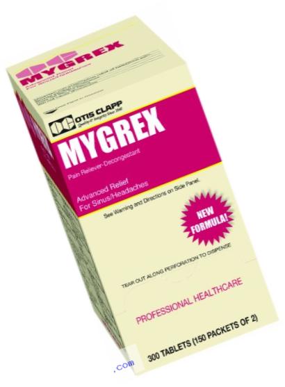 Medique/Otis Clapp 1615509 Mygrex Pain Reliever Decongestant Coated Tablets, 150-Packets