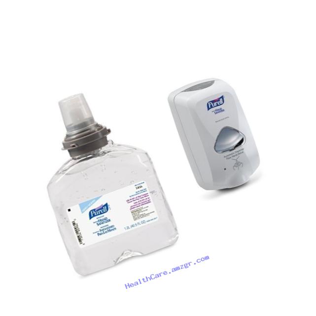 Purell TFX Refill, 5456-04 - Advanced Gel Hand Sanitizer (1200 mL) - 4 Pack and PURELL 2720-01 TFX Touch Free Hand Sanitizer Dispenser,  Dove Gray bundle