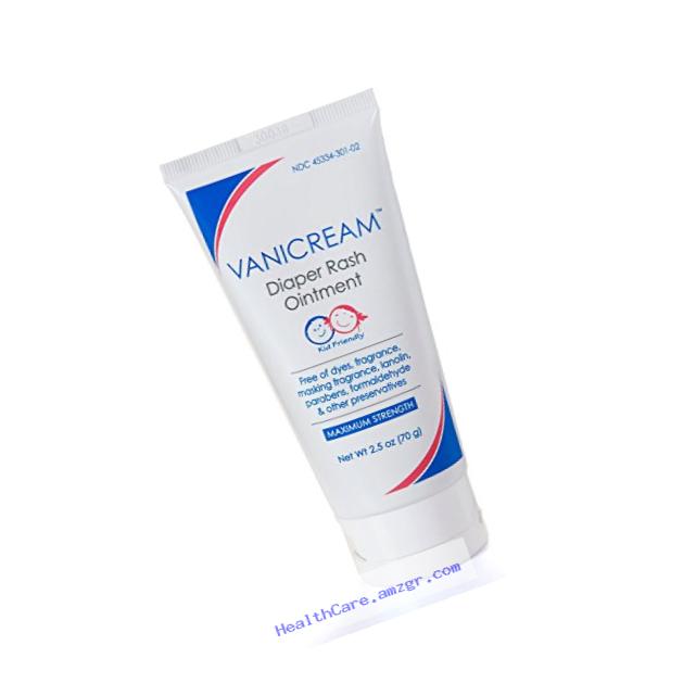 Vanicream Diaper Rash Ointment for sensitive skin with maximum strength zinc oxide - dermatologist tested - dye free, fragrance free, preservative free - 2.5 Ounce tube