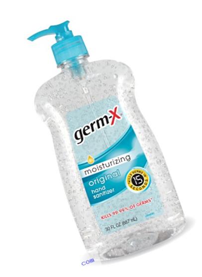 Germ-x Hand Sanitizer, Clear, Original, 30 Fluid Ounce (Pack of 4)