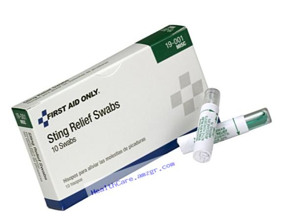 Pac-Kit by First Aid Only 19-001 Sting Relief Swab (Box of 10)