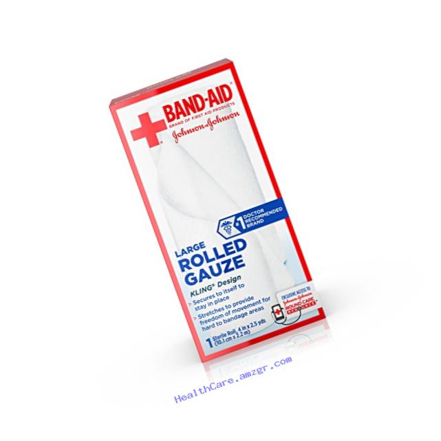 Band-Aid Brand of First Aid Products Rolled Gauze, 4 Inches by 2.5 Yards