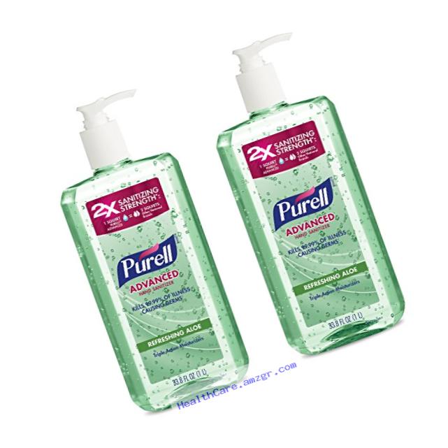 PURELL Advanced Hand Sanitizer -  Hand Sanitizer Gel with Refreshing Aloe, 1L Pump Bottle (Pack of 2) - 3081-02-EC