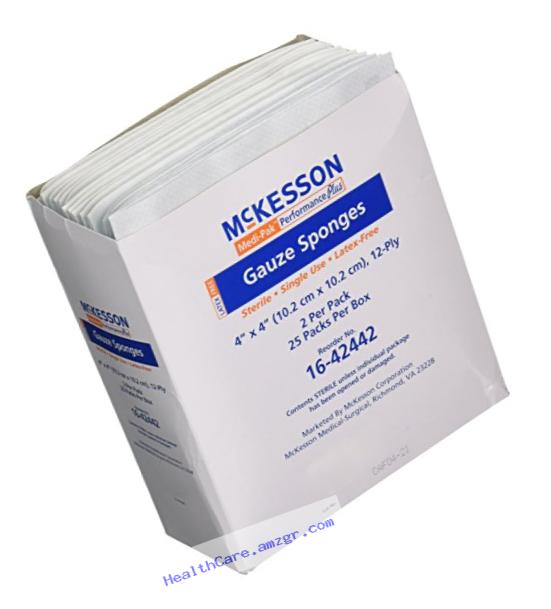 Mckesson Performance plus Gauze Sponge Cover Dressing Sterile, 4 X 4 Inches, 25 packs of 2