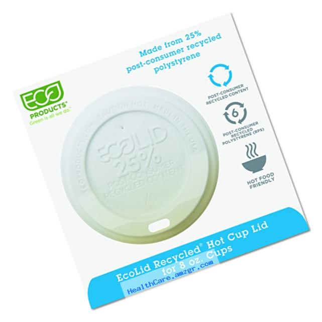 Eco-Products - EcoLid 25% Recycled Content White Hot Cup Lid - Fits 8oz Hot Cup - EP-HL8-WR (10 Packs of 100)