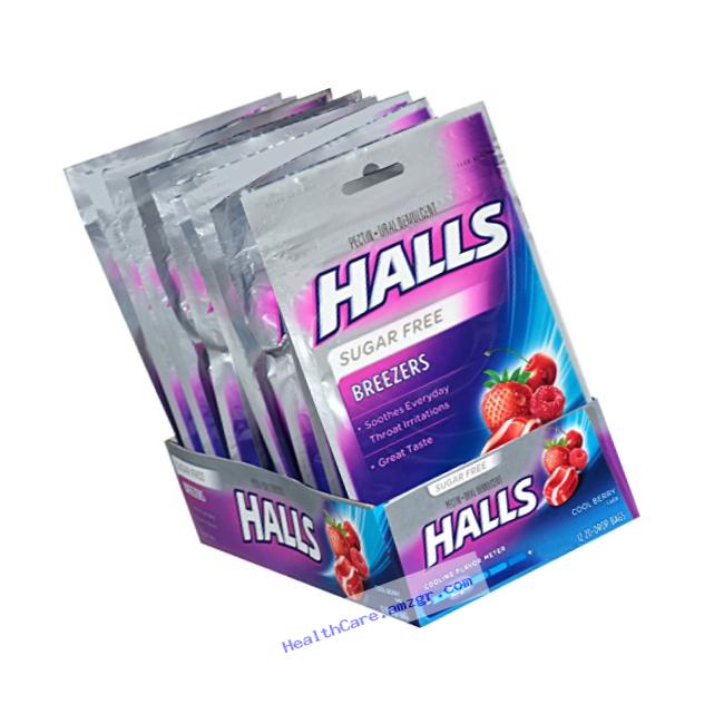 HALLS Sugar-Free Breezers Throat Drops, (Cool Berry, 20 Drops, 12-Pack)
