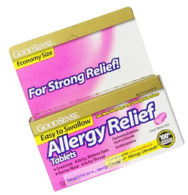GoodSense Allergy Relief, Diphenhydramine HCL Antihistamine, 25 mg, 100 Count