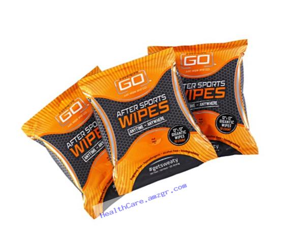 HyperGo After Sports Wipes, Full Body Wipes, Unscented, Hypoallergenic, All Natural Ingredients, Biodegradable (20 Wipes in Resealable Package) (3 Pack)