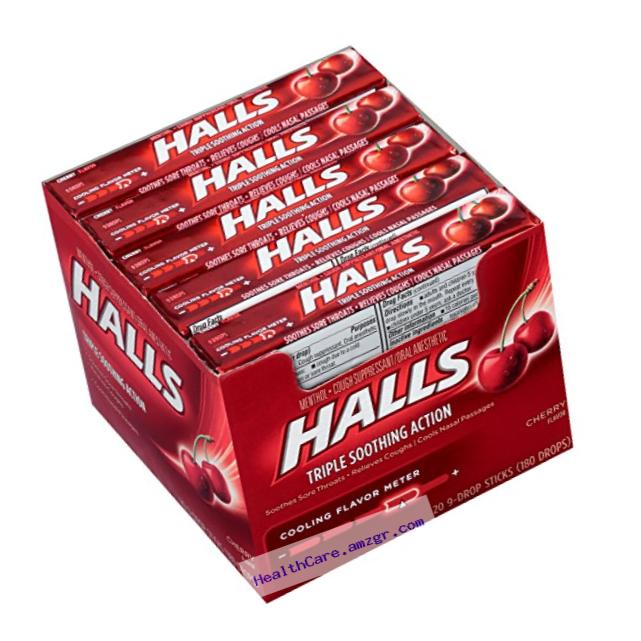 HALLS Cough Drops, (Cherry, 9 Drops, 20-Pack)